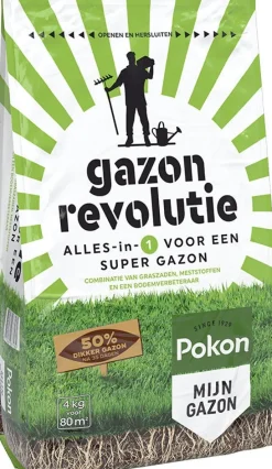 Intratuin Pokon 3-in-1 Rasensamen, Rasendünger & Bodenverbesserer 4 kg| Dünger & Pflege|Rasen- & Blumendünger