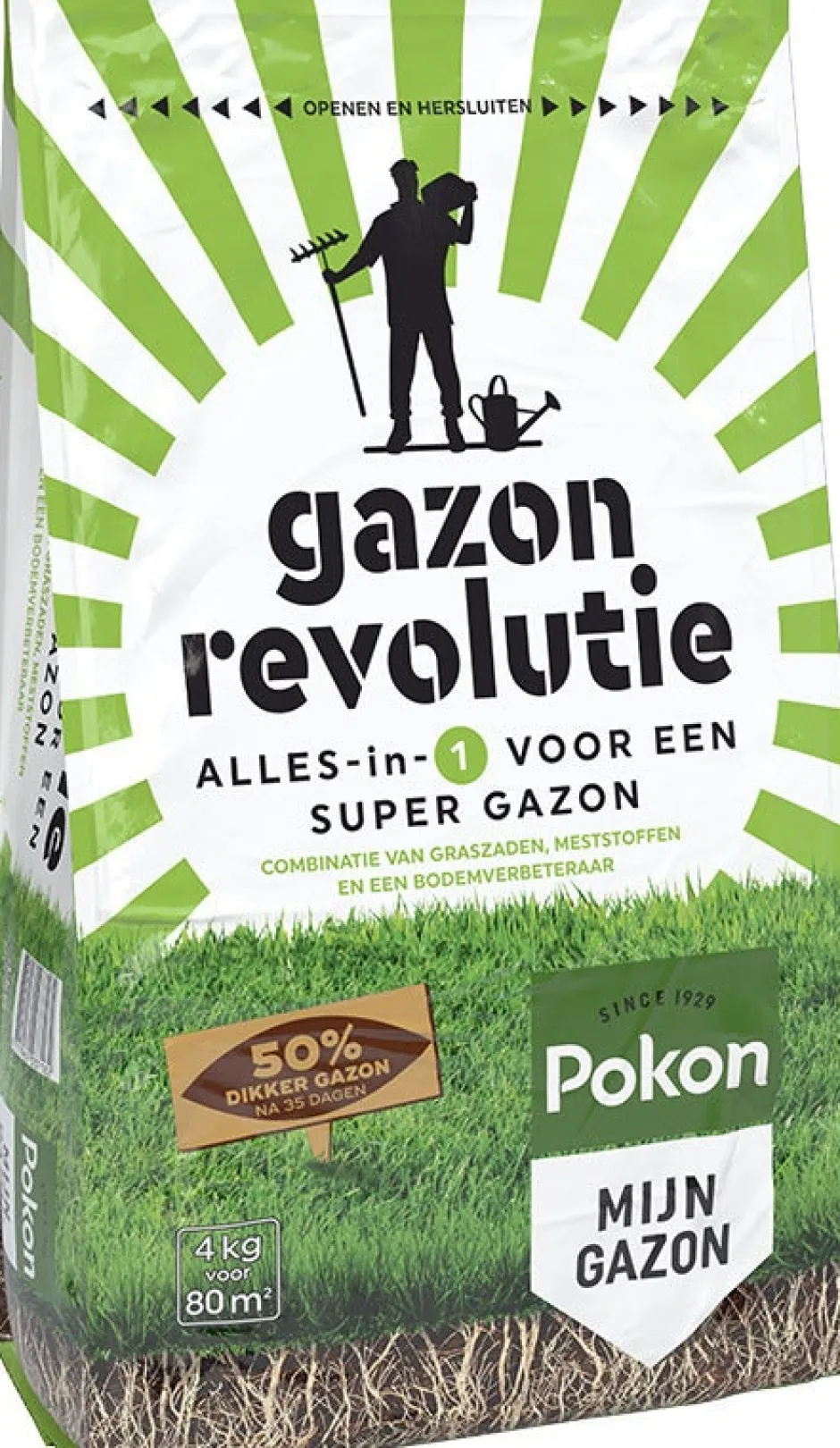 Intratuin Pokon 3-in-1 Rasensamen, Rasendünger & Bodenverbesserer 4 kg| Dünger & Pflege|Rasen- & Blumendünger