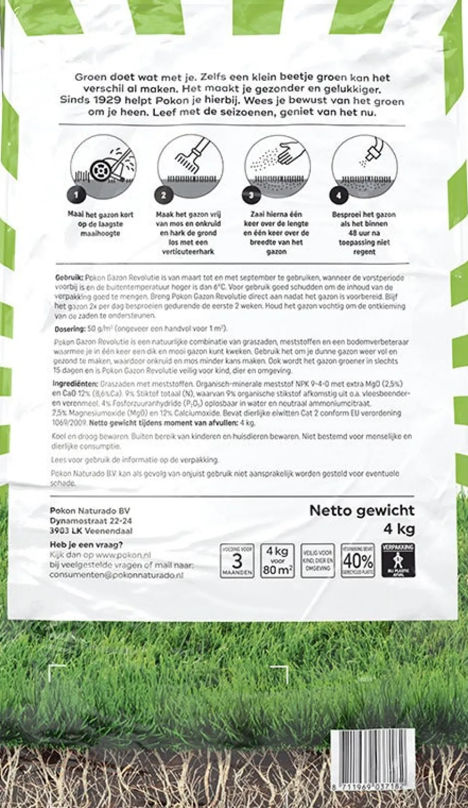 Intratuin Pokon 3-in-1 Rasensamen, Rasendünger & Bodenverbesserer 4 kg| Dünger & Pflege|Rasen- & Blumendünger