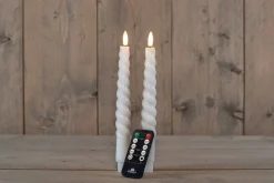 Intratuin Rustik Lys Stabkerzen Swirl weiß 8,5 Std. 2 St.| Led Kerzen