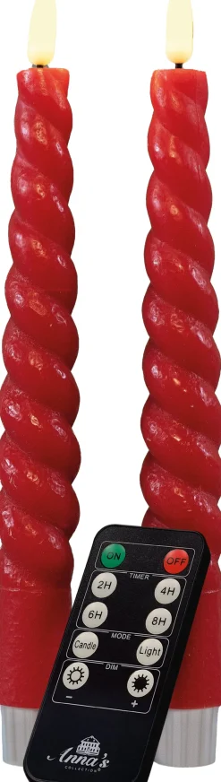 Intratuin Rustik Lys Stabkerzen Swirl rot 8,5 Std. 2 St.| Led Kerzen