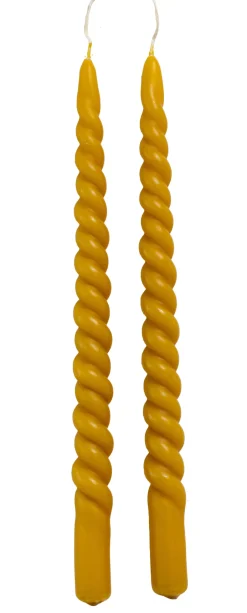 Intratuin Rustik Lys Stabkerzen Swirl gelb 8,5 Std. 2 St.| Stabkerzen