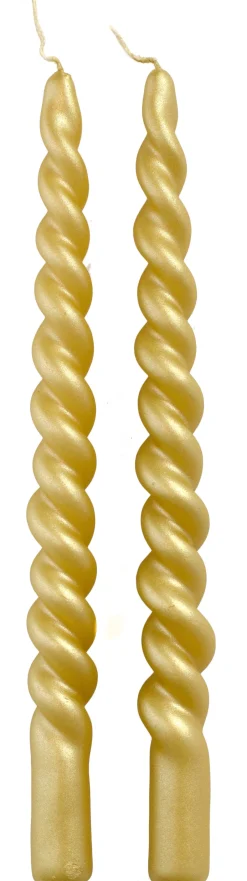 Intratuin Rustik Lys Stabkerzen Swirl gold 8,5 Std. 2 St.| Stabkerzen