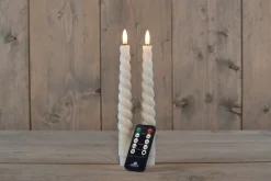 Intratuin Rustik Lys Stabkerzen Swirl creme 8,5 Std. 2 St.| Led Kerzen