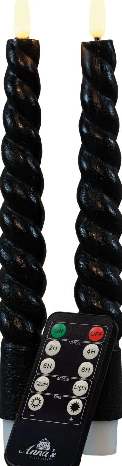 Intratuin Rustik Lys Stabkerzen Swirl schwarz 8,5 Std. 2 St.| Led Kerzen