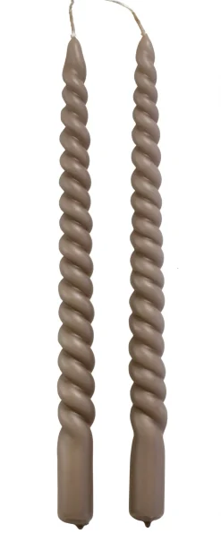 Intratuin Rustik Lys Stabkerzen Swirl taupe 8,5 Std. 2 St.| Stabkerzen