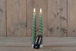 Intratuin Rustik Lys Stabkerzen Swirl grün 8,5 Std. 2 St.| Led Kerzen