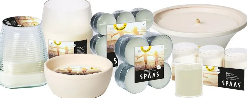 Intratuin Spaas Citronella-Kerze Ginger Love weiß 45 Std. D 9 H 9,8 cm| Kerzen Im Glas|Citronella-Kerzen