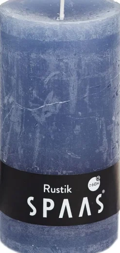 Intratuin Spaas Stumpenkerze Rustic grau-blau D 7 cm H 13 cm| Stumpenkerzen