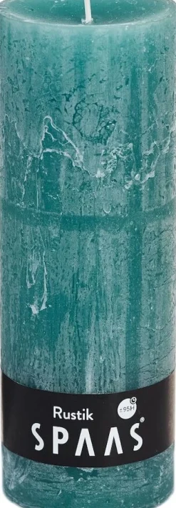 Intratuin Spaas Stumpenkerze Rustic türkis D 6,8 cm H 19 cm| Stumpenkerzen