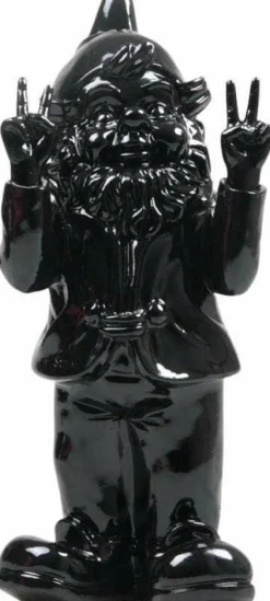 Intratuin Stoobz Design Gartenzwerg Peace schwarz 11 x 13 x 31 cm| Gartenzwerge & -Figuren