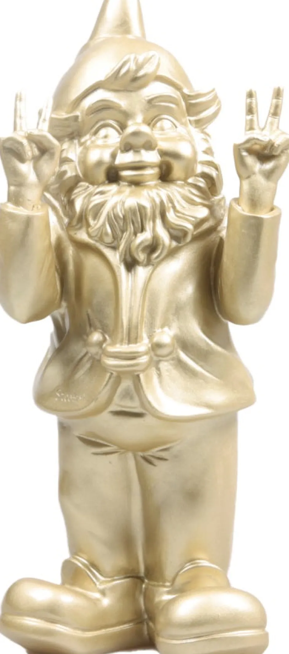 Intratuin Stoobz Design Gartenzwerg Peace gold 11 x 13 x 31 cm| Gartenzwerge & -Figuren
