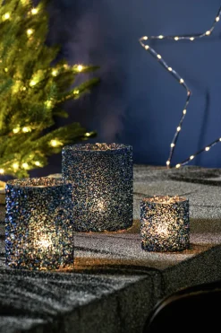 Intratuin Teelichthalter Strass Lois blau D 13,5 H 15 cm| Teelichthalter