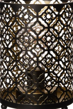 Intratuin Tischleuchte Blume schwarz / gold warmweiß D 12 H 16 cm| Tischleuchten