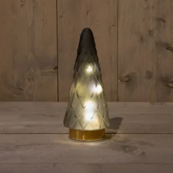 Intratuin Tischleuchte Weihnachtsbaum grau mit 10 LEDs warmweiß D 10,5 H 24,5 cm| Weihnachtsfiguren & -Objekte|Weihnachtsleuchten