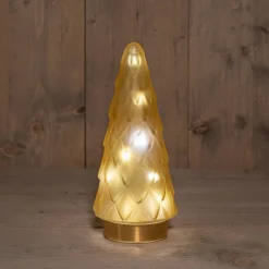 Intratuin Tischleuchte Weihnachtsbaum gold mit 10 LEDs warmweiß D 10,5 H 24,5 cm| Weihnachtsfiguren & -Objekte|Weihnachtsleuchten