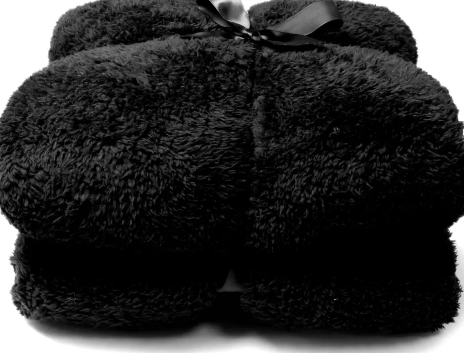 Intratuin Unique Living Decke Teddy schwarz 150 x 200 cm| Decken & Plaids