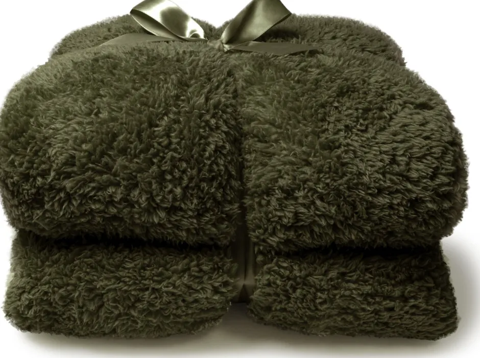 Intratuin Unique Living Decke Teddy grün 150 x 200 cm| Decken & Plaids