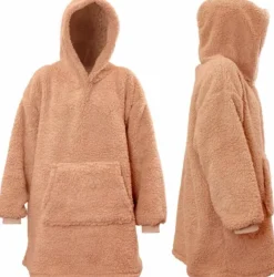 Intratuin Unique Living Hoodie Deckenpulli mit Kapuze Teddy rosa onesize| Pullover