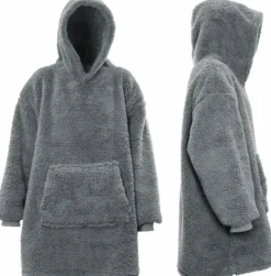 Intratuin Unique Living Hoodie Deckenpulli mit Kapuze Teddy dunkelgrau onesize| Pullover