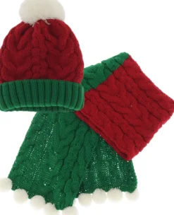 Intratuin Unique Living Mütze und Schal grün/rot onesize| Weihnachtskleidung & -Accessoires