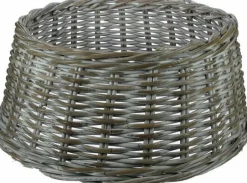 Intratuin Van der Leeden Korb für Weihnachtsbaum Rattan D 60 H 26 cm grau / weiß| Weihnachtsbaumdecken & -Körbe