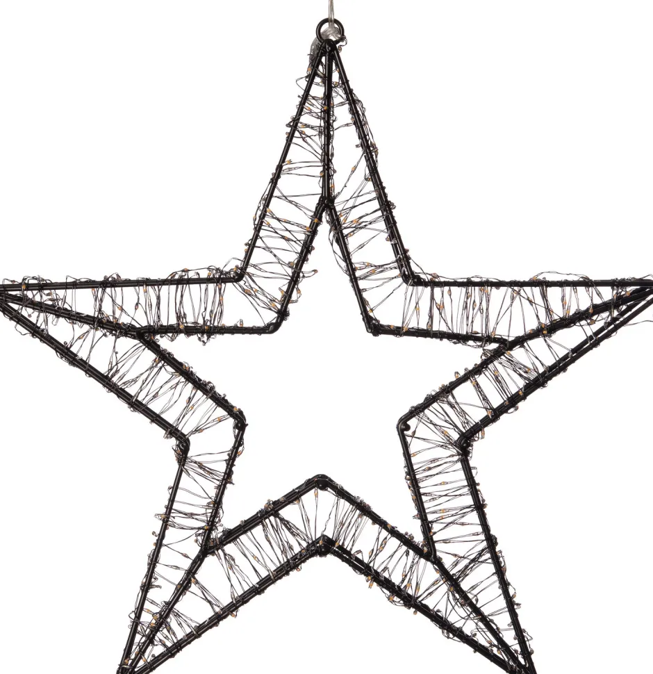 Intratuin Weihnachtsanhänger 3D Stern schwarz mit 1200 LEDs wit D 56 H 5 cm| Weihnachtssterne|Weihnachtsfiguren (Außen)