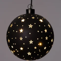 Intratuin Weihnachtsanhänger Kugel Sterne mit LED Beleuchtung warmweiß D 10 cm| Weihnachtsdeko Zum Aufhängen