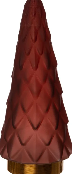 Intratuin Weihnachtsdeko Baum bordeaux mit 10 LEDs warmweiß D 10,5 H 24,5 cm| Weihnachtsfiguren & -Objekte