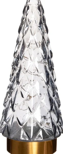 Intratuin Weihnachtsdeko Baum grau / gold beleuchtet mit 10 LEDs D 10,5 H 24,5 cm| Weihnachtsfiguren & -Objekte