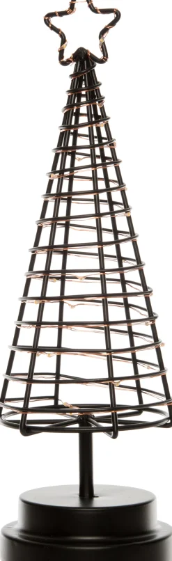 Intratuin Weihnachtsdeko Baum schwarz / kupfer D 9,5 H 30 cm met 30 LEDs warmweiß| Weihnachtsfiguren & -Objekte