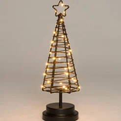 Intratuin Weihnachtsdeko Baum schwarz / kupfer D 9,5 H 30 cm met 30 LEDs warmweiß| Weihnachtsfiguren & -Objekte