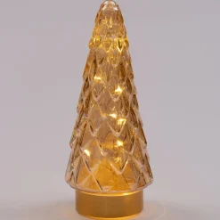 Intratuin Weihnachtsdeko Baum taupe / gold beleuchtet mit 10 LEDs D 10,5 H 24,5 cm| Weihnachtsfiguren & -Objekte