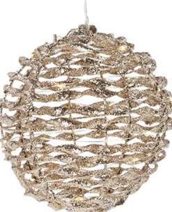 Intratuin Weihnachtsdeko Kugel Nora gold mit Beleuchtung D 15 cm| Weihnachtsdeko Zum Aufhängen