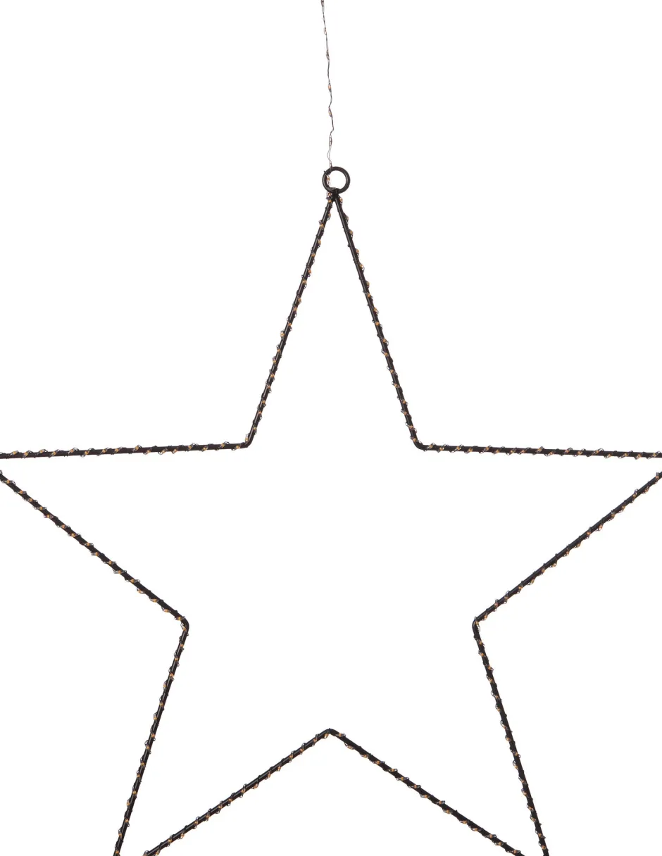 Intratuin Weihnachtsdeko Stern schwarz mit 200 LEDs warmweiß D 37 cm| Weihnachtsdeko Zum Aufhängen|Weihnachtssterne