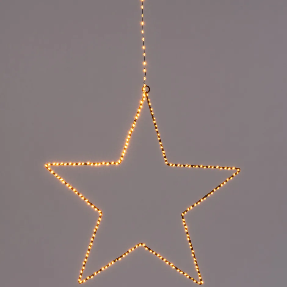 Intratuin Weihnachtsdeko Stern schwarz mit 200 LEDs warmweiß D 37 cm| Weihnachtsdeko Zum Aufhängen|Weihnachtssterne