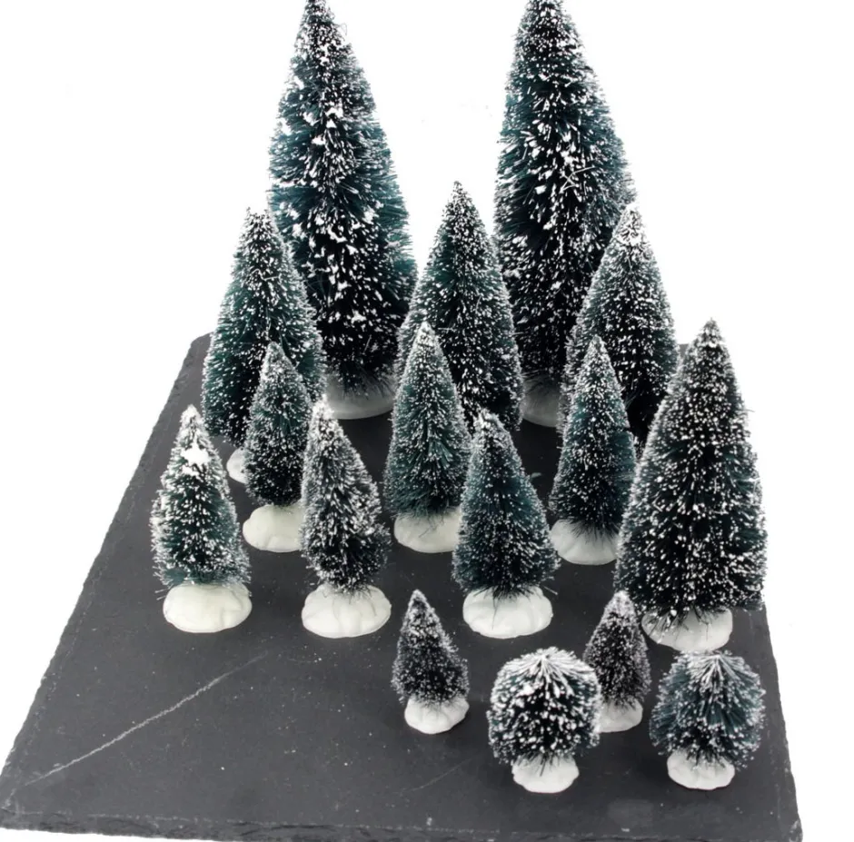 Intratuin Weihnachtsdorf Miniatur-Tannenbäume Set 16-teilig| Weihnachtsdorf Figuren & Objekte