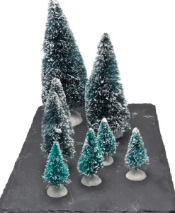 Intratuin Weihnachtsdorf Miniatur-Tannenbäume Set 8-teilig| Weihnachtsdorf Figuren & Objekte