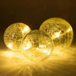 Intratuin Weihnachtsleuchte Craquelé-Kugeln mit LED-Beleuchtung warmweiß 3 St.| Weihnachtsleuchten
