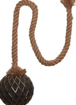 Intratuin Weihnachtsleuchte mit Seil schwarz / gold D 15 cm mit 10 LEDs warmweiß| Weihnachtsdeko Zum Aufhängen