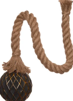 Intratuin Weihnachtsleuchte mit Seil schwarz / gold D 10 cm mit 8 LEDs warmweiß| Weihnachtsdeko Zum Aufhängen