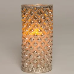 Intratuin Weihnachtsleuchte silber mit Flammeneffekt D 7,5 H 15 cm gelb| Weihnachtsleuchten