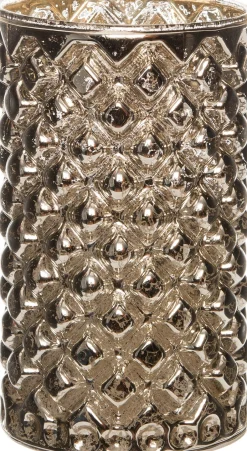 Intratuin Weihnachtsleuchte silber mit Flammeneffekt D 7,5 H 12,5 cm gelb| Weihnachtsleuchten