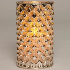 Intratuin Weihnachtsleuchte silber mit Flammeneffekt D 7,5 H 12,5 cm gelb| Weihnachtsleuchten