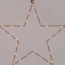 Intratuin Weihnachtsstern Fensterdeko schwarz beleuchtet mit 70 LEDs extra warm D 40 cm| Weihnachtsdeko Zum Aufhängen|Weihnachtssterne
