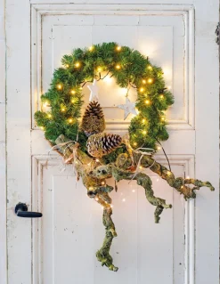 Intratuin Winterberg Weihnachts- / Adventskranz künstlich mit LED-Beleuchtung D 50 cm| Weihnachtskränze